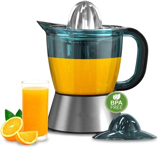 Royalty Line® CJ9404 Elektrische Citruspers - Fruitpers - 1 Liter - Elektrische Sinaasappelpers - BPA Vrij - Citroenpers met 2 Perskegels - RVS van Merkloos