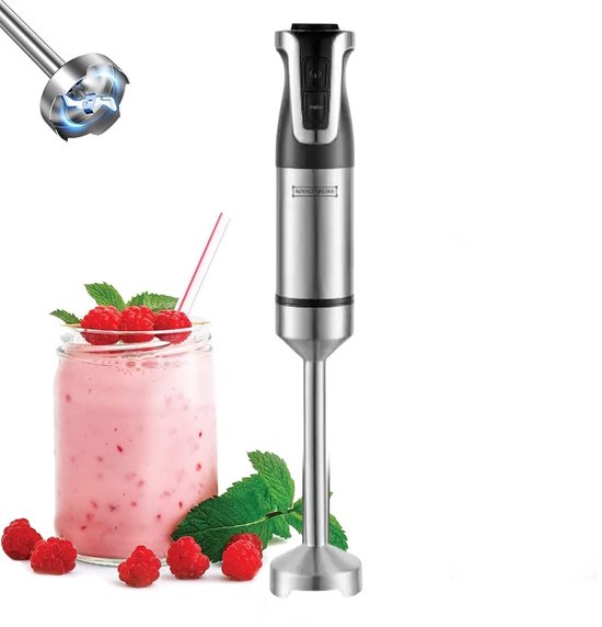 Royalty Line® ESTM800 Staafmixer - Krachtig Motor - 800W - Blender - Handmixer - Met 20 Snelheidsinstellingen en Turbo Functie - RVS / Zwart van Royalty Line