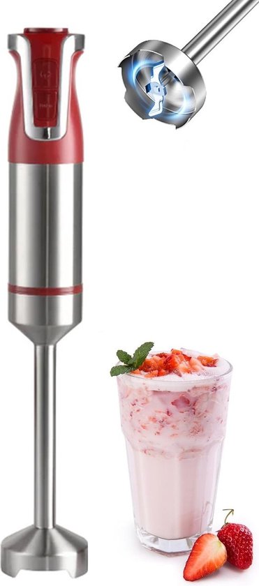 Royalty Line® ESTM800 Staafmixer - Krachtig Motor - 800W - RVS - Blender - Handmixer - Met 20 Snelheidsinstellingen en Turbo Functie - Rood van Royalty Line