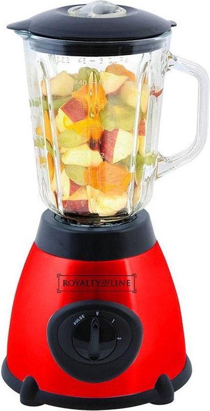 Royalty Line Glazen Blender - 5 Liter - Roestvrijstalen Messen - 2 Snelheden - Rood van Royalty Line