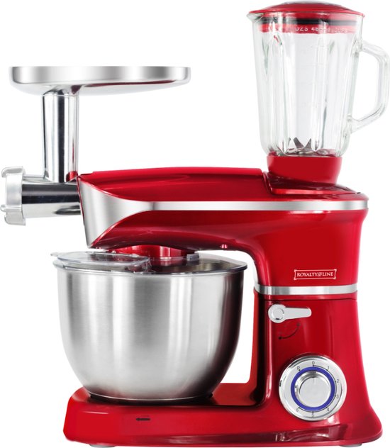 Royalty Line – Multifunctionele Keukenmachine Rood met 6.5 liter RVS Mengkom van Royalty Line
