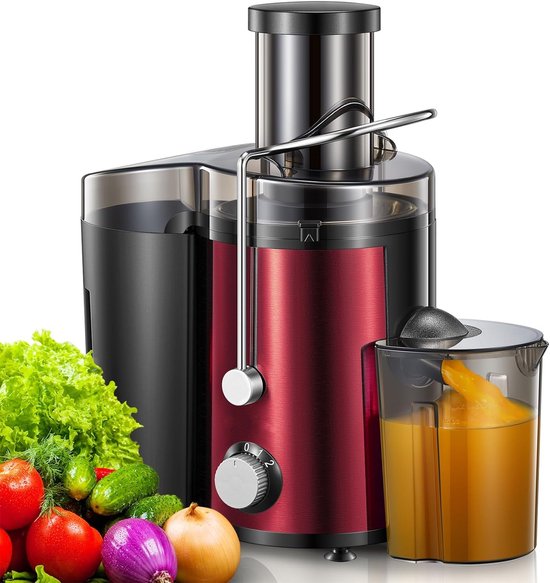 Royalty Line® PJ19001 Sapcentrifuge - Juicer Voor Groenten & Fruit - Juicers Met 1500ml Pulpcontainer & 450ml Sapbeker - BPA Vrij - 3 Snelheden - 700W - Rood van Royalty Line