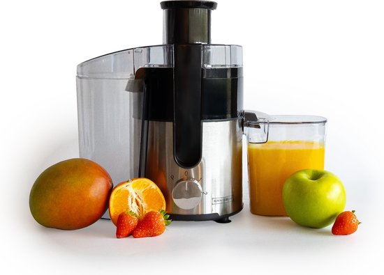 Royalty Line® PJ7611 Juicers - Sapcentrifuge voor Groenten & Fruit - Juicer Met 0.6 L Sapbeker en 1 Liter Pulpreservoir - 3 Snelheden - 600W - RVS / Zwart van Merkloos