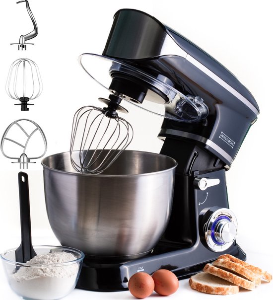 Royalty Line® PKM1900 Keukenmachine - Keukenrobot - 1900W - Keukenmixer met 6 Snelheidsstanden - 6.5 L - Zwart van Royalty Line