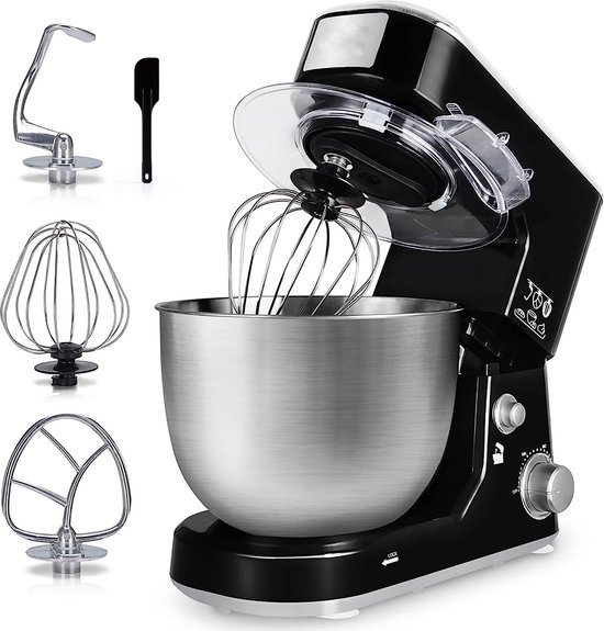 Royalty Line® PKM700 Keukenmachine - 4 Liter - Keukenrobot - 1000W - Keukenmixer met 6 Snelheidsstanden - Zwart van Royalty Line