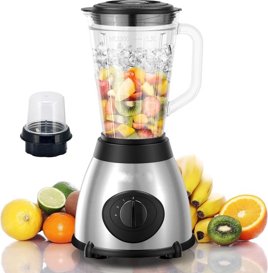 Royalty Line® SME600 Blender - Blender Smoothie Met Koffiemolen - 800W - 1.5 Liter - 3 Snelheden - Smoothie Maker Met Glazen Kan - Blender To Go - RVS van Royalty Line