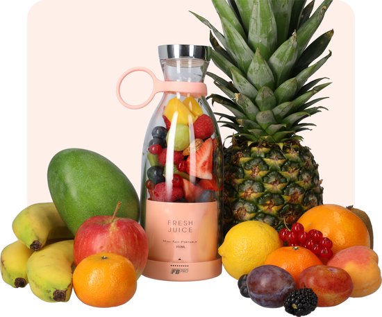 Roze Draadloze Blender To Go - Smoothie maker voor onderweg! - Draagbare Mini blender roze - Mixer voor smoothies - Draadloos opladen mogelijk! - Handmixer voor gezonde drankjes van Merkloos