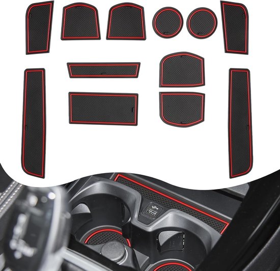Rubbermatten voor BMW 1 Series F40 2019-2024 - Antislip Automatische Transmissie Matten voor Console en Interieur in Rood van Merkloos
