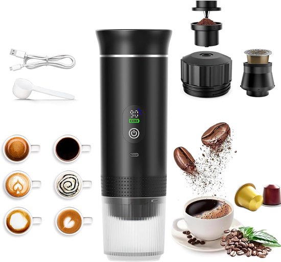 RUX® Draagbare Koffiemachine - Blender To Go - Draagbare Blender - Zwart - 28cm x 9cm x 9cm van Merkloos