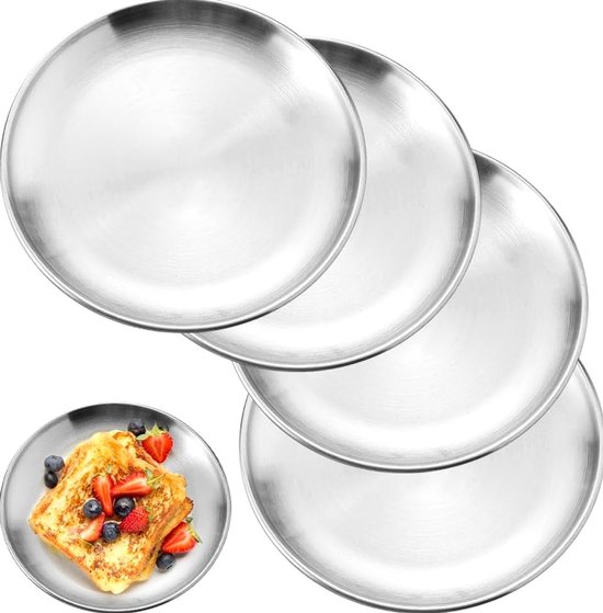 RVS Borden 20 cm - Set van 4 - Keuken & Picknick