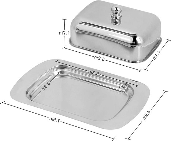 RVS Botervloot met Deksel - Dessertkom en Kaas- en Brooddoos voor 250g Boter, Ideaal voor Thuis en Restaurants - 18.8 x 12.7 x 6.5cm van Merkloos