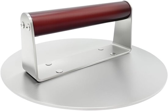 RVS Burgerpers met Houten Handvat - Stevige Grillpers voor Perfecte Smash Burgers, Patties en Steak (21.5 cm) van Merkloos