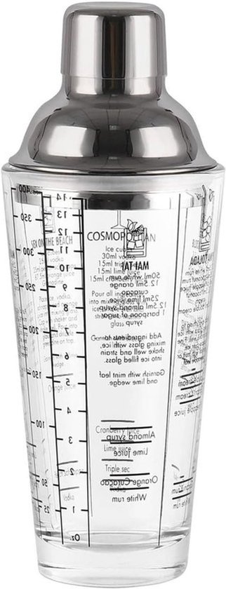 RVS Cocktailshaker 400 ml met zeef, Perfect voor het mixen van cocktails en dranken, Baraccessoires voor thuisgebruik