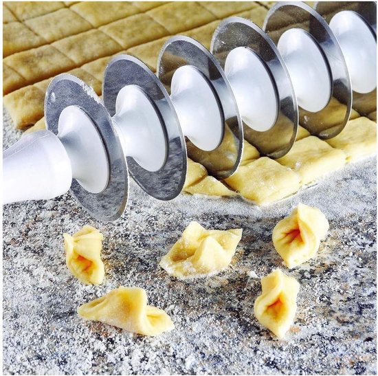 RVS Deegroller met 9 Wielen voor Pasta, Lasagne, Ravioli en Taartdecoratie
