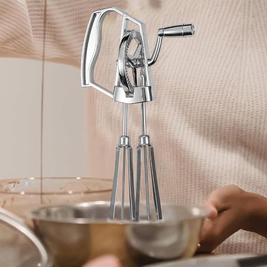 RVS Handmixer - Keuken Klopper - Bakken En Koken - Ergonomisch Ontwerp - 25.5x14 cm - Zilver