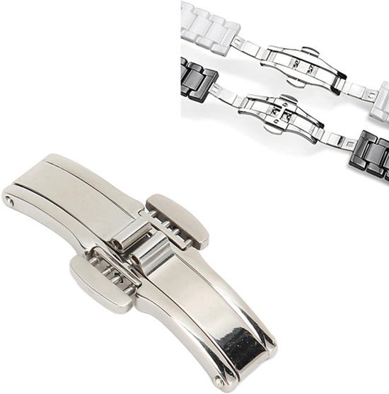 RVS Horlogeband Sluiting Vervanging voor Leer en Keramiek - Accessoire voor Horloges met Klapsluiting en Glanzende Afwerking