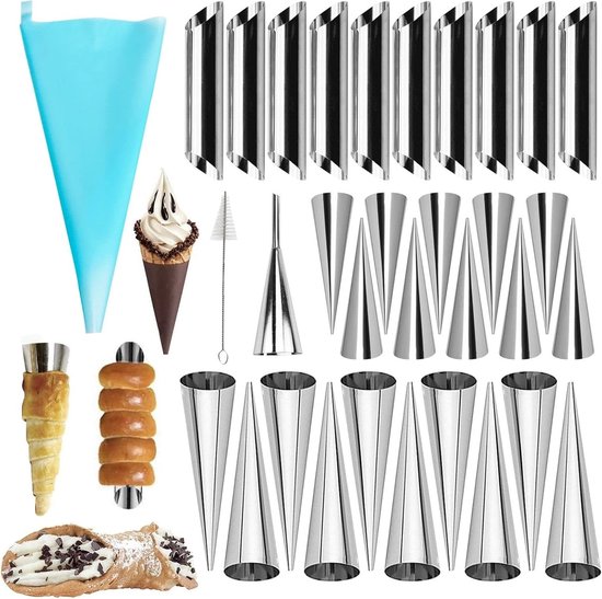 RVS Mallen voor Cannoli en Croissants - 18 Stuks voor Perfecte Bakresultaten en Creatieve Desserts