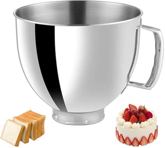 RVS Mengkom Voor KitchenAid 4,5–5 Quart – Met Handvat, Compatibel Met Classic En Artisan Keukenmachines van Inhouse