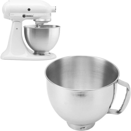 RVS-mixkom - Beslagkom voor keukenmachine - Voor bakken en mixen - Met handvat - Vaatwasserbestendig - 5 liter - 22.5x19cm - Zilverkleurig van RVS
