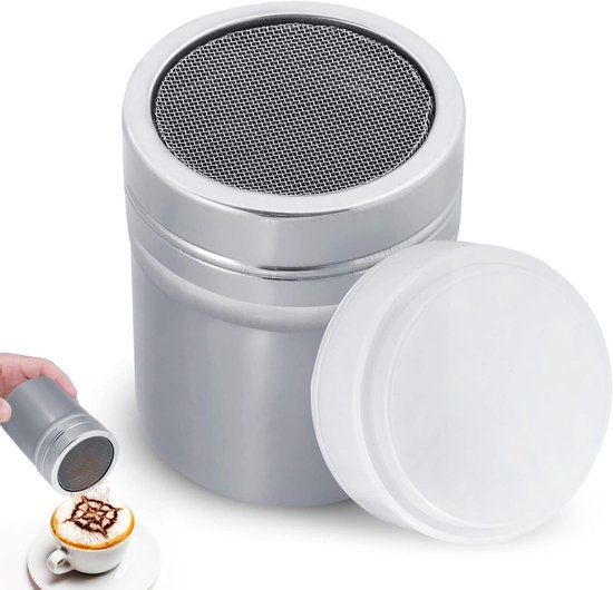 RVS poedersuiker strooier met deksel, ideaal voor kaneelsuiker, peperpoeder en cacaopoeder van Merkloos