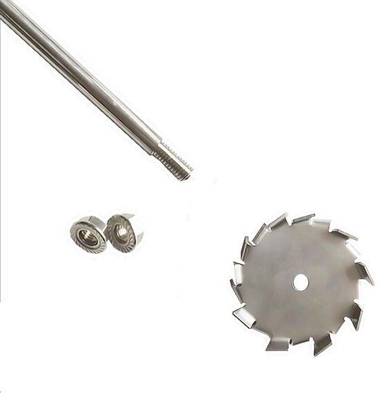 RVS Roerstaafzaag Tand Type met Ronde Plaat - Dispersie Disk - 25cm Roerstaaf - Propeller Roeren Blade - Blender - Mengaccessoire. van Vijvertechniek.