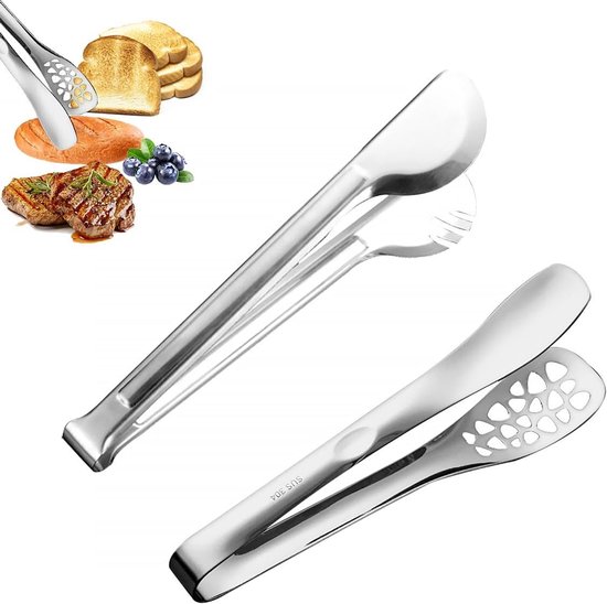 RVS Serveer Tang voor Asparagus, Spaghetti, Salades en Gegrild Vlees - Set van 2, 24 cm Lang, Ideaal voor Koken en Buffet van Merkloos
