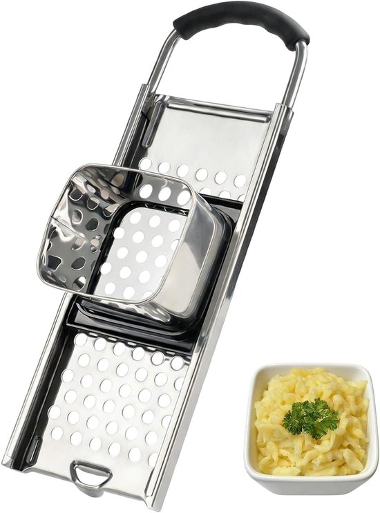 RVS Spätzle Rasp met Rubber Handvat, Ideaal voor Spätzle en Knöpfle, Vaatwasserbestendig en Handzaam Keukengerei