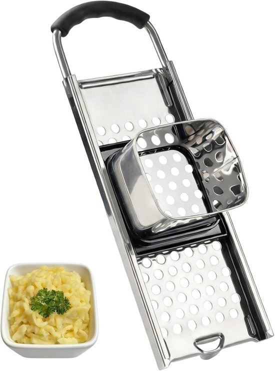 RVS Spätzle Rasp met Rubber Handvat, Ideaal voor Spätzle en Knöpfle, Vaatwasserbestendig, Keukenaccessoire voor Perfecte Pasta van Merkloos