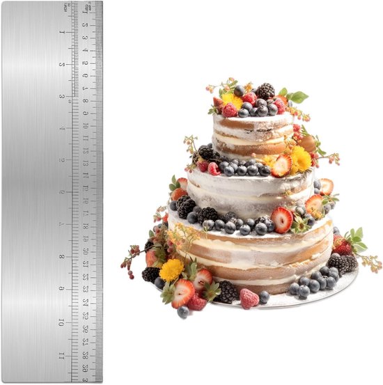 RVS Taartschaaf van 30 cm, Cake Randen Versteviger met Meetfunctie voor Bakken en Decoreren in de Keuken