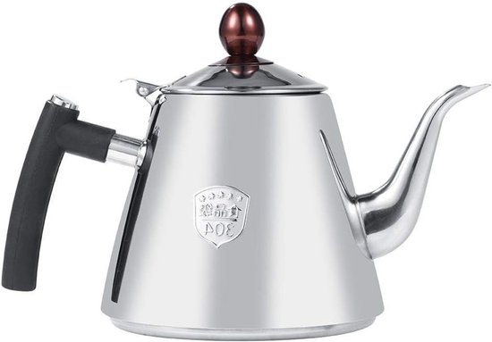 RVS Theepot met 1.2L Capaciteit en Hittebestendige Siliconen Handgreep voor Op het Fornuis van Merkloos