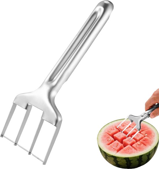 RVS Watermeloen Snijder, 21.5 x 7.5 cm - Perfect voor Zomer Picknicks, Kamperen en Feestjes