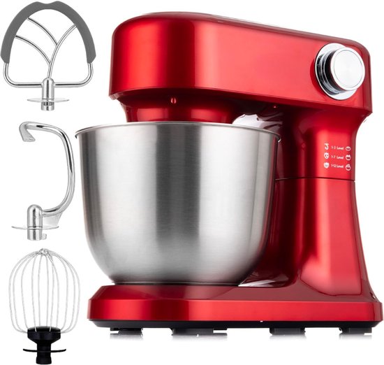 RWB® Mixer met Mengkom - Keuken Mixer - Mix Machine - Rood - 23 x 34 x 36 cm van Merkloos