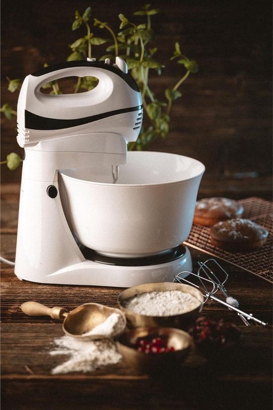 RWB® Mixer met Mengkom - Keuken Mixer - Mix Machine - Wit - ‎20 x 27 x 19 cm van Merkloos