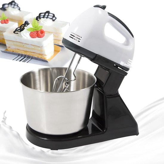 RWB® Mixer met Mengkom - Keuken Mixer - Mix Machine - Zwart - 28 x 16 x 29 cm van Merkloos