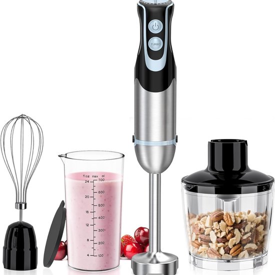 RWB® Staafmixer Set - Staafmixer - Handblender - Zwart en Zilver - 13cm x 11cm x 15cm van Merkloos