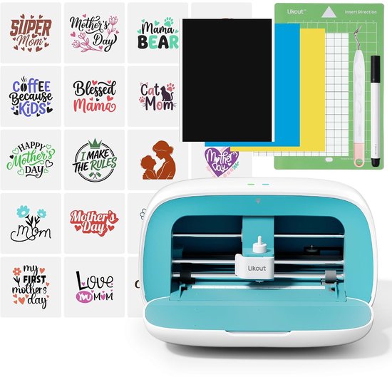 S501 Plottermachine, Mini-snijplotter beschikbaar voor vinyl, hittransferfolie en kaarten mét beginnersset, Blauw