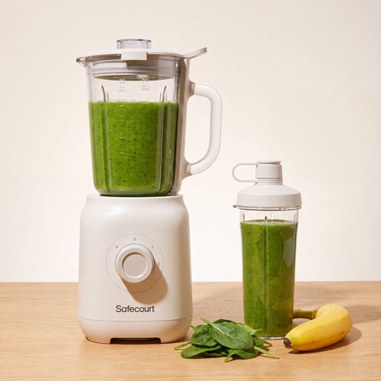 Safecourt Kitchen Glass Blender - 1200W - 1,5L Glazen Kan - Inclusief To-Go Beker - BPA-vrij van Safecourt Kitchen