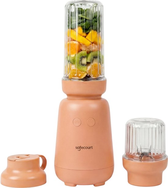 Safecourt Kitchen PureBlend - 1000W Smoothie maker - BPA vrij - inclusief to-go drinkdeksel + rietje- Premium Tritan blendbekers -Pink van Safecourt