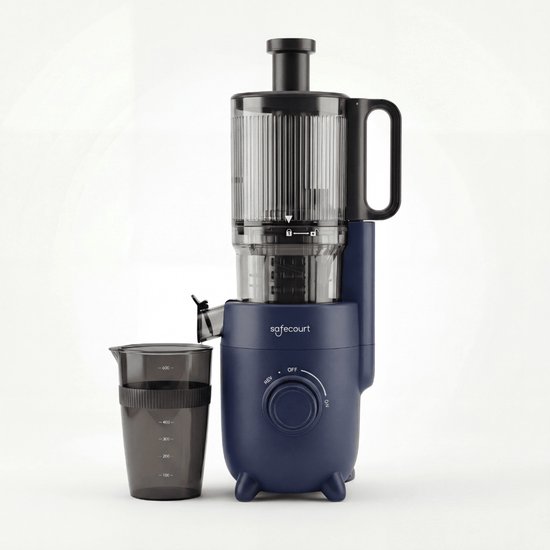 Safecourt Kitchen Slow Juicer - krachtige motor [Pre-cutter & Cold-press technologie] - eenvoudige reiniging - BPA-vrij - sapcentrifuge Blauw van Merkloos