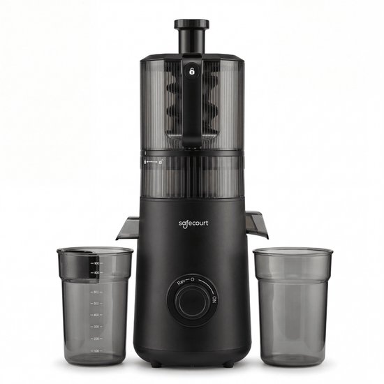 Safecourt Kitchen Slow Juicer XXL - krachtige motor [Pre-cutter & Cold-press technologie] - eenvoudige reiniging - BPA-vrij - sapcentrifuge Zwart van Merkloos