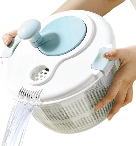 Salade Centrifuge - Groente Droger - Gezond Eten - Stil Draaisysteem - 5 Liter - Wit