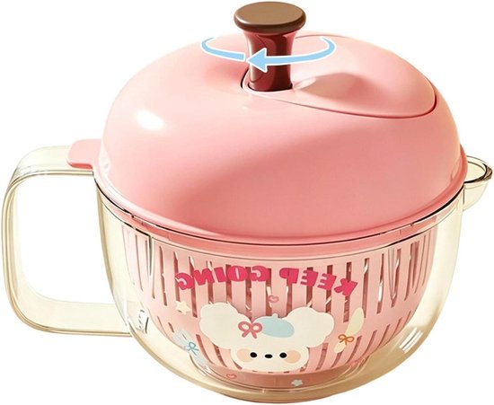 Salade Centrifuge - Groente Droger - Verse Salades Maken - Dubbele Rotatie Ruimte - 21x17 cm - Roze