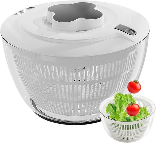 Salade Centrifuge - Groente Waskom - Maaltijd Bereiden - Eenvoudig Drukcomfort - 5 Liter - Transparant