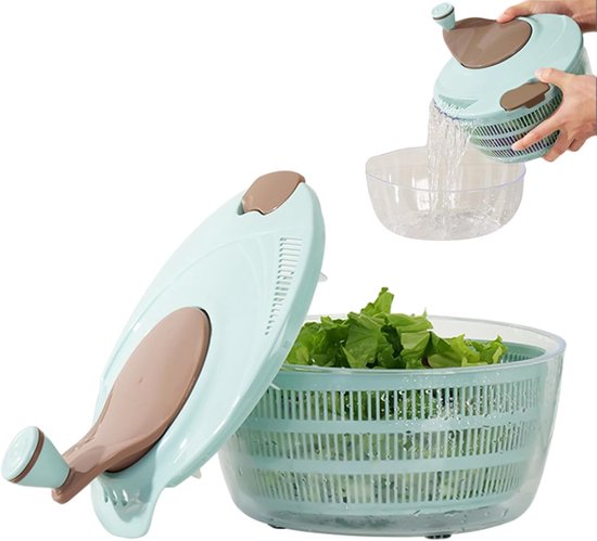 Salade Centrifuge - Groenten Droger - Snel Salade Maken - Centrifugale Rotatie - 24.5x16.5 cm - Blauw van Merkloos