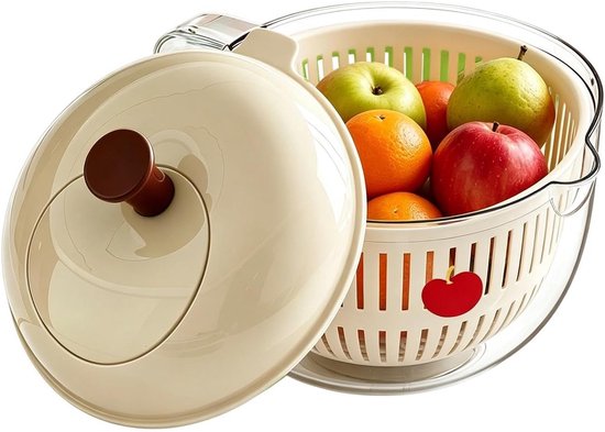 Salade Centrifuge Kom - Groente Wasser Fruit - Verse Producten Bereiden - Eenvoudige Bediening Met Eén Hand