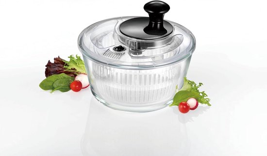 Salade Centrifuge Met Glazen Mand - Groenteslinger Voor Salade, Ø 21 cm van Merkloos