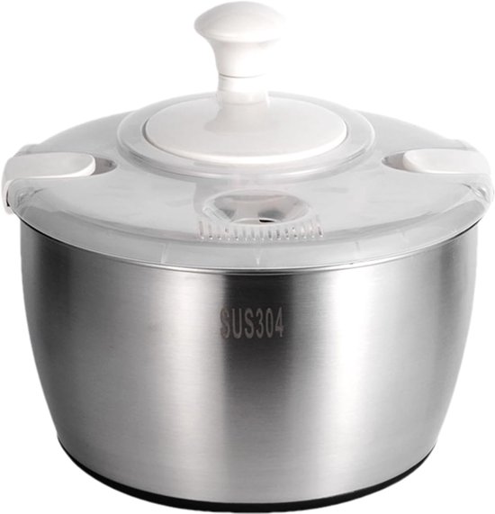 Salade Droger - Groente Centrifuge - Snel Salade Wassen - Roestvrijstaal Kom - 25 x 20 cm