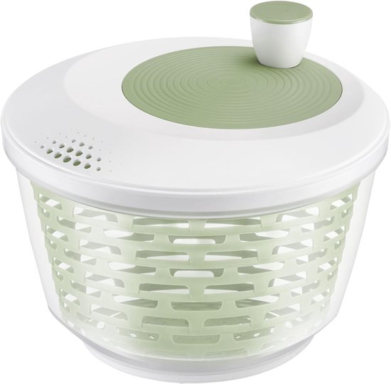 Salade Droger - Sla Zentrifugeren - Verse Groenten Wassen - Ruimtebesparend Ontwerp - 4.4 Liter - Transparant Wit Groen