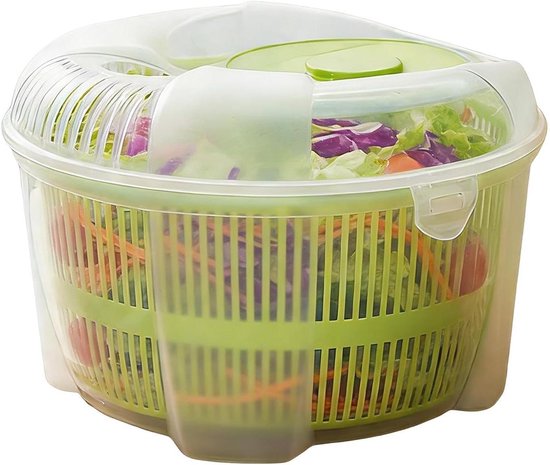 Salade Fruitwasser - Sapcentrifuge Groenten - Verse Salades Maken - Ruimtebesparend Ontwerp - 23 x 23 x 17 cm - Wit