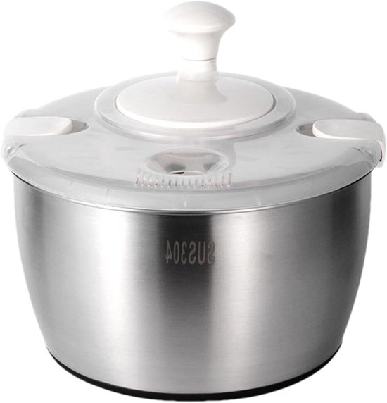 Salade Spinner - Groente Droger - Groenten Wassen - Grote Capaciteit - 5 Liter - Zilver